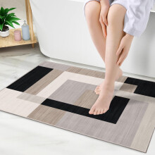 (40x60cm - Small Door Mat, Milo Neutral) Living Room Black & Grey Rugs Carpets Printed Runner Mat