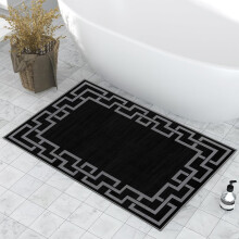 (40x60cm - Small Door Mat, Nico Black) Living Room Black & Grey Rugs Carpets Printed Runner Mat