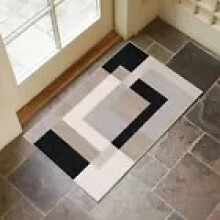 (60x110cm - Large Door Mat, Milo Neutral) Living Room Black & Grey Rugs Carpets Printed Runner Mat