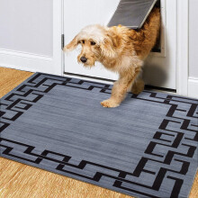 (60x110cm - Large Door Mat, Nico Grey ) Living Room Black & Grey Rugs Carpets Printed Runner Mat