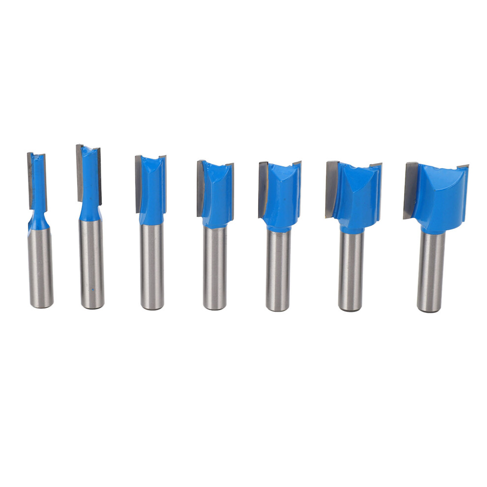 7 Pcs Straight Router Bit 8mm Shank Double Flute