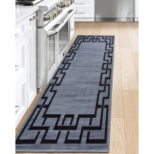 (60x220cm - Printed Runner Rug, Nico Grey ) Living Room Black & Grey Rugs Carpets Printed Runner Mat