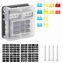6-Way Fuse Box Blade Fuse Block Holder with LED