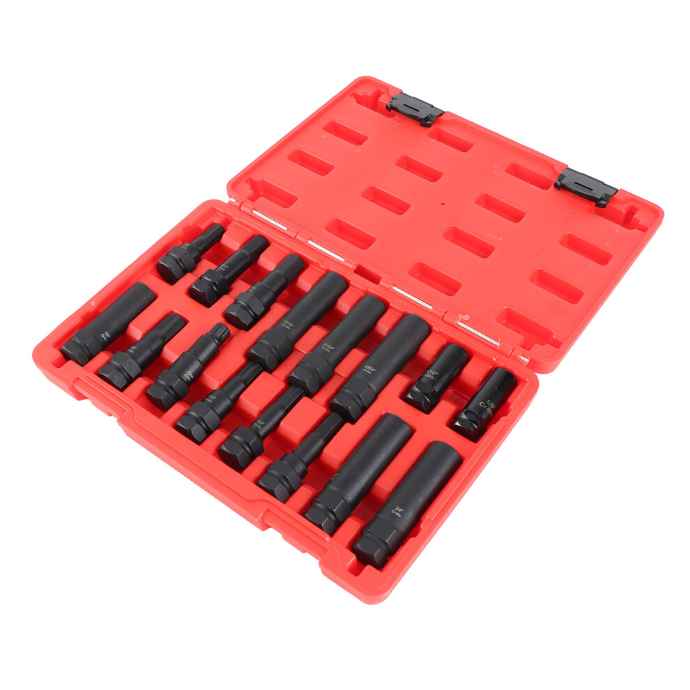 16-Piece Car Wheel Locking Lug Nut Key Set with Various Sizes