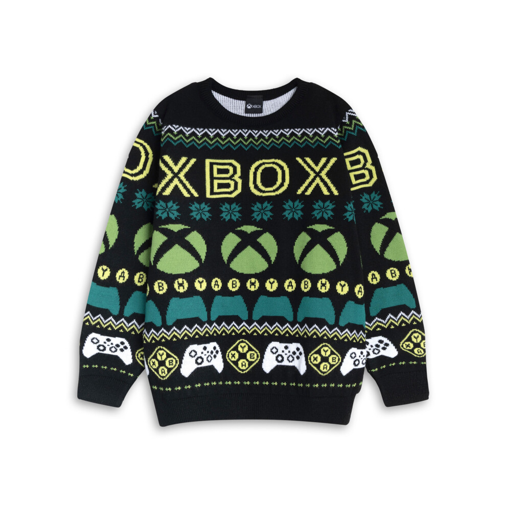 New Xbox Boys (7-8 Years) Christmas Jumper (S Multicoloured) Black/Green/White Size 7