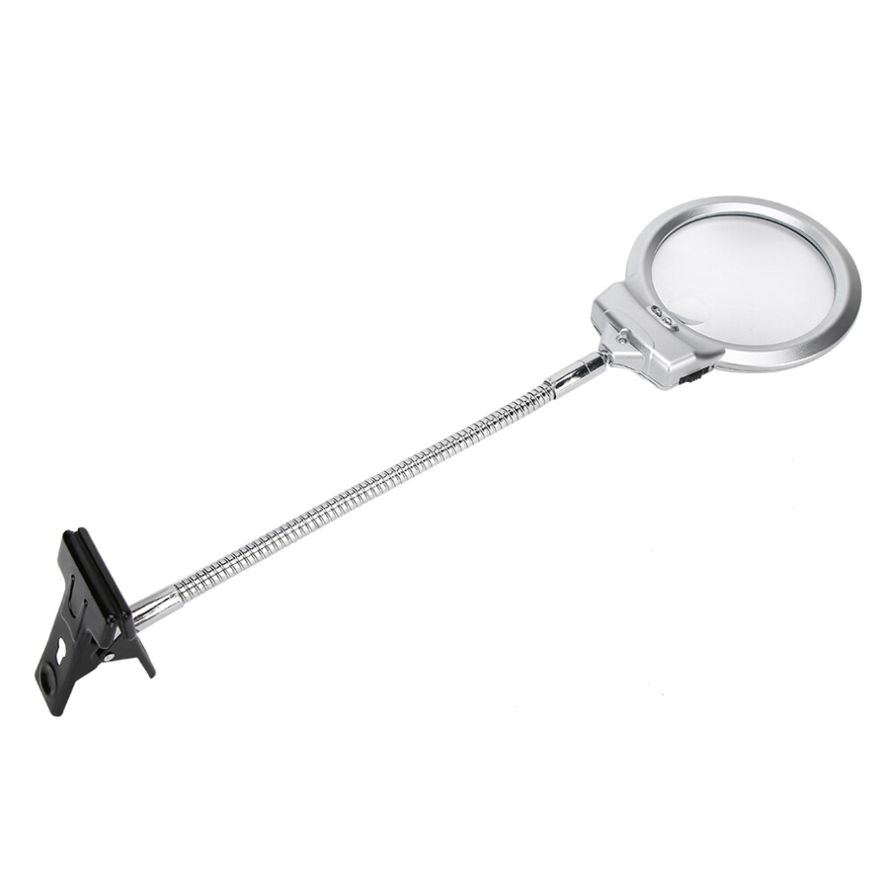 LED Magnifying Clamp Light 2.25X/5X ABS Plastic Reading Lamp