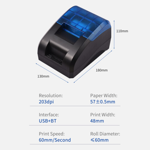 58mm Thermo-Belegdrucker USB&BT, 1 Rolle Desktop