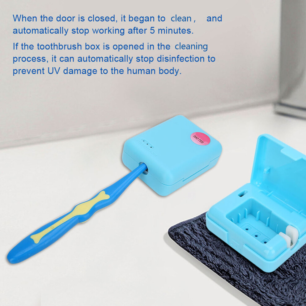 Blue Eu Portable Uv Toothbrush Holder With Auto-Clean Function
