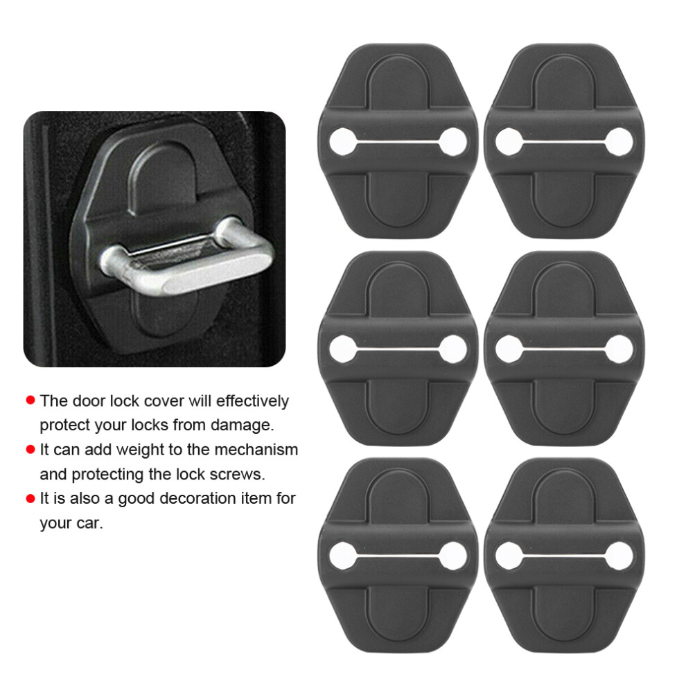 6Pcs Car Door Lock Cover Trim Fit For Jeep Wrangler Jl 2018-2019 Black 7901341082522