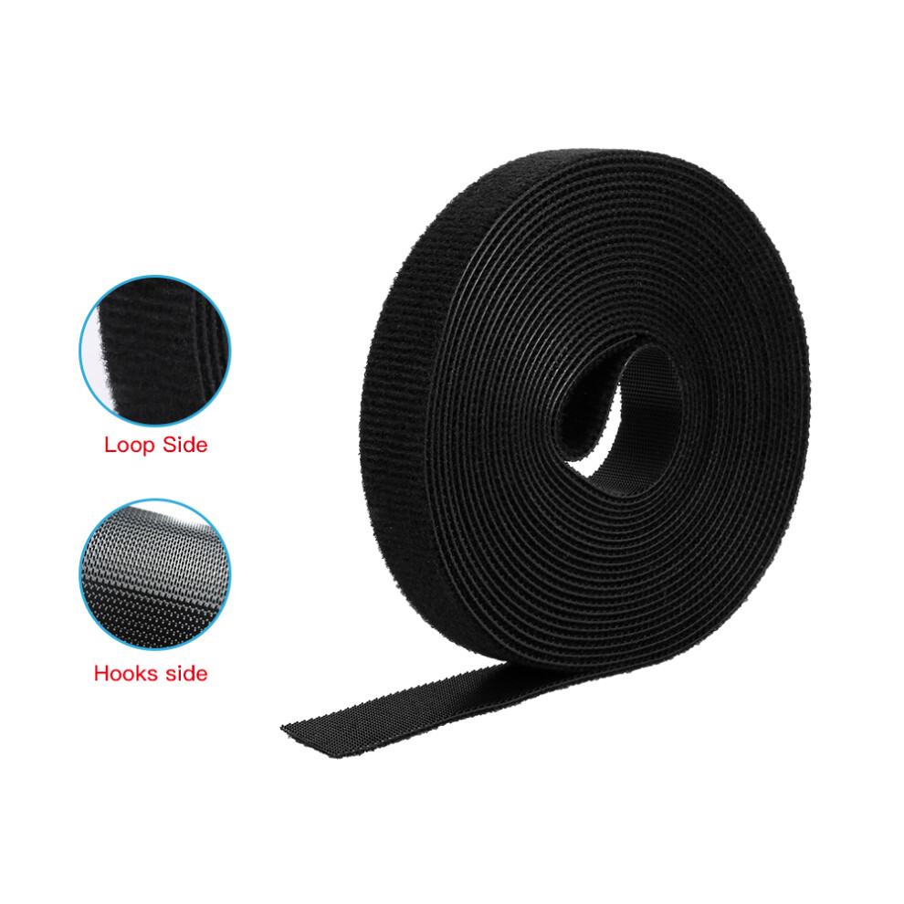 Self Adhesive Nylon Cable Ties Hook & Loop 2Cm X 5M Black 8411341086356