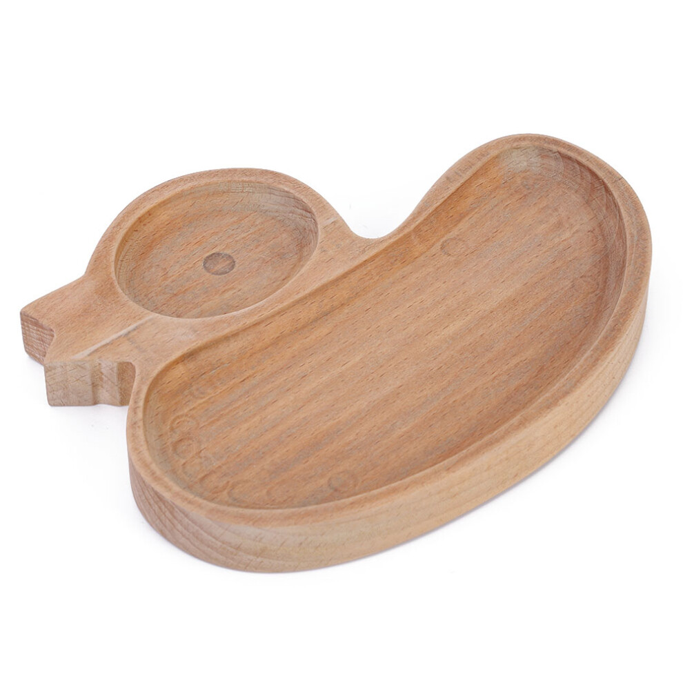 Charming Duck-Shaped Wooden Divided Dish for Kids' Meal Time