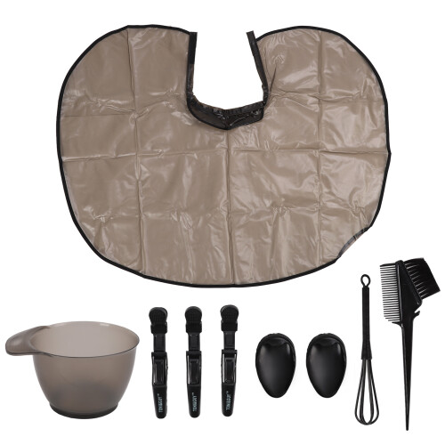 Haarfärbe-Set mit Pinsel, Schale, Lätzchen, Haarclips 1
