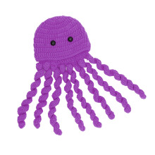 Gorro de pulpo tejido para bebé bonito accesorio para fotos hecho a mano morado para uso diario
