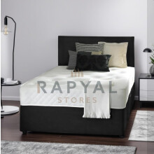 (4ft6, HB with No Drawers, Black) Slumbery Divan Bed with Memory Sprung Mattress & Headboard