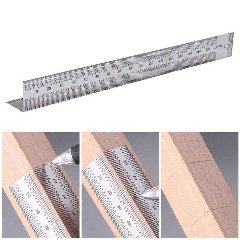 180Mm Stainless Steel Right Angle Scribing Ruler For Woodworking Marking Tool 6901341102696