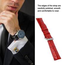 Men Women Red 18mm PU Leather Watch Band Strap Adjustable Universal Fit