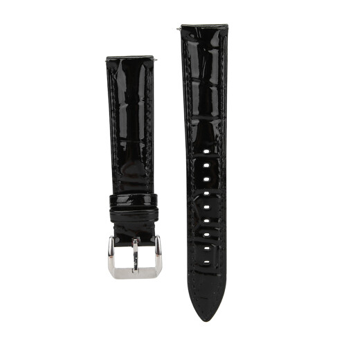 Men Women 18mm Black PU Leather Watch Band Strap Adjustable Replacement 1