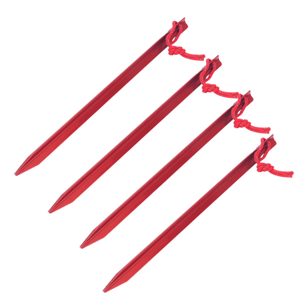 4Pcs 23Cm Aluminum Alloy Ultralight Camping Tent Stakes Red Durable Pegs Uk 8261341108301