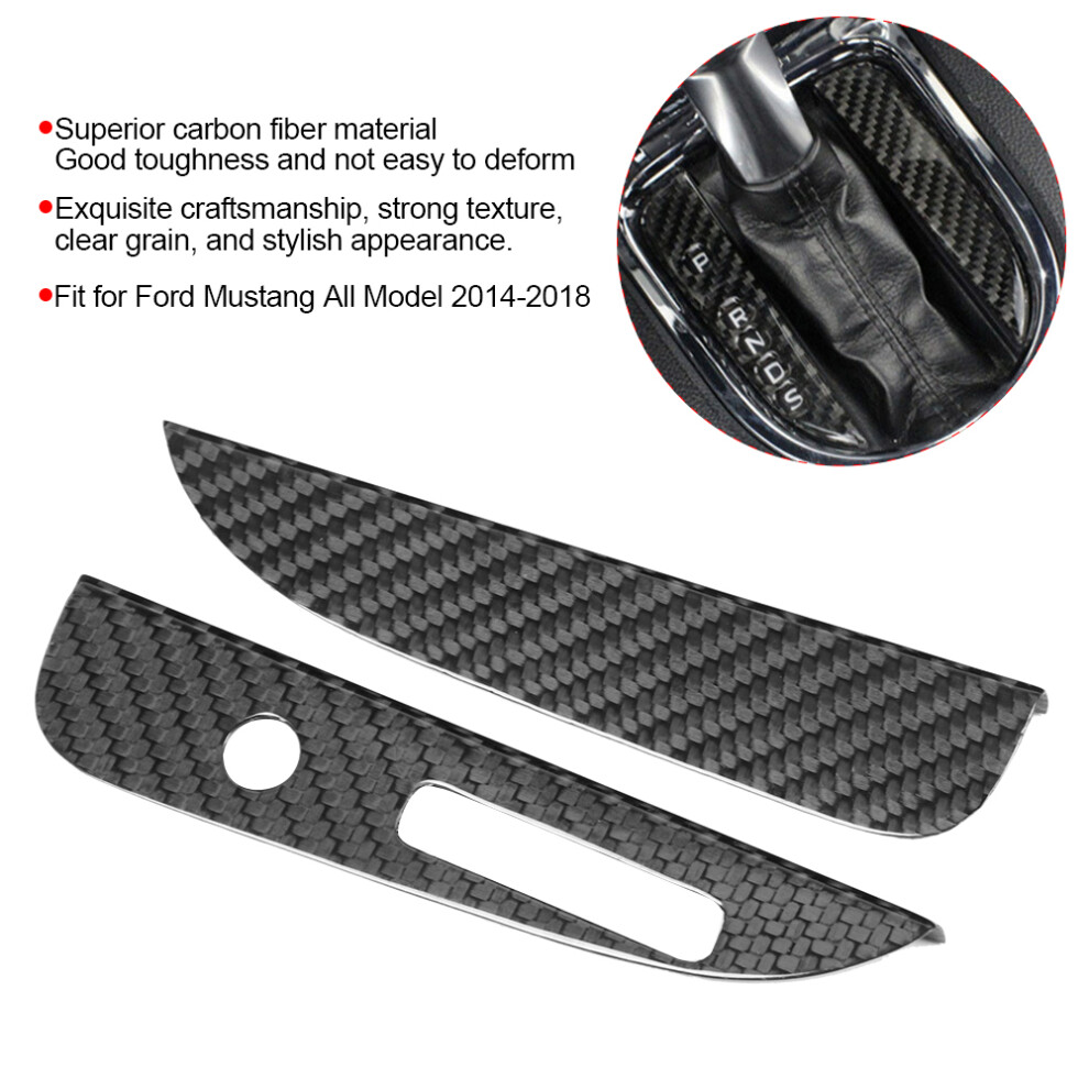 2Pcs Carbon Fiber Shift Panel Trim Fit For Ford Mustang 14-18 Black 9401341109802