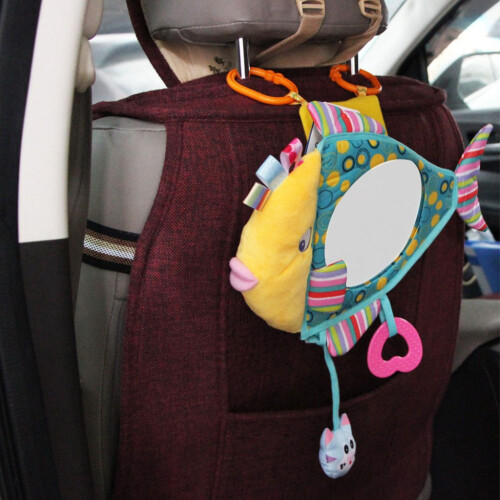 Cute Plush Infant Stroller Hanging Toy with Mirror 35x23.5cm 2