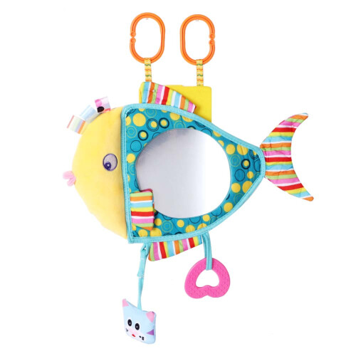 Cute Plush Infant Stroller Hanging Toy with Mirror 35x23.5cm 1