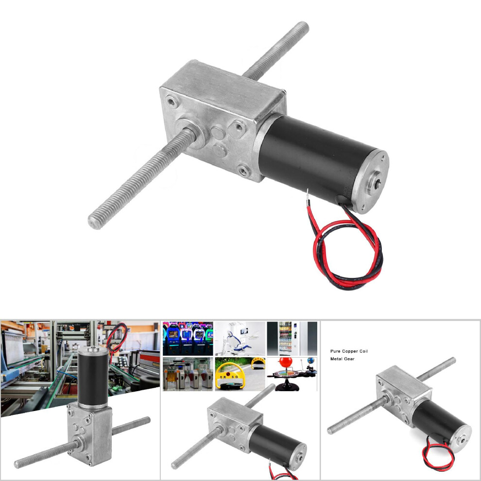 24V Dual Shaft Metal Gearbox Turbo Worm Gear Motor M8 Thread 3351341110925