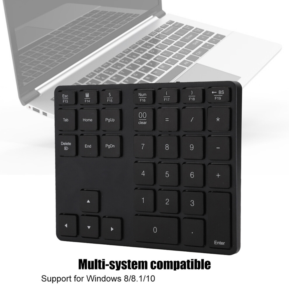 Bt308 35-Key Aluminum Rechargeable Wireless Numeric Keypad Bluetooth 5.0, Black 6921341113096