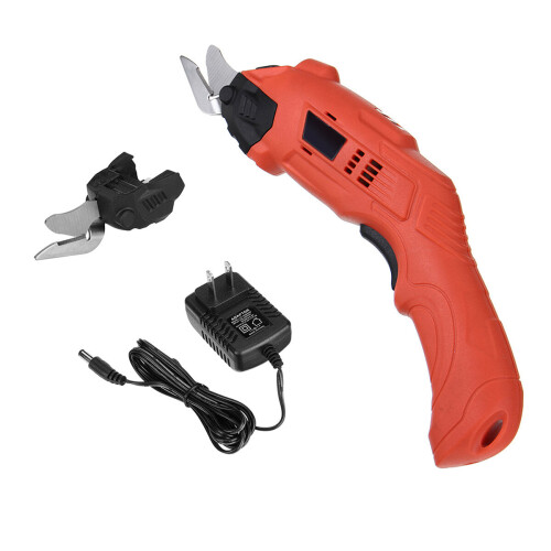 220V Electric Cordless Scissors Tailors Cutter Cutting Machine LED Light With 2 Blades 1