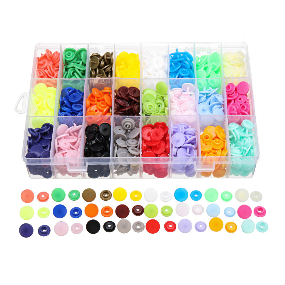 375 Sets T5 Snap Poppers Fasteners Plastic Buttons 25 Colors Pliers Punching Tool 6112211918211