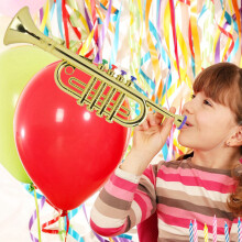 Golden Plastic Trumpet for Kids with Color Keys - Perfect Gift Idea