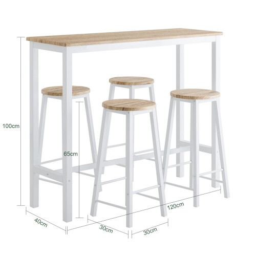 SoBuy τραπεζάκι μπαρ λευκό 120x40x100cm με καρέκλες 2