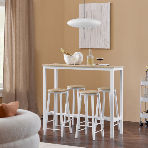 SoBuy τραπεζάκι μπαρ λευκό 120x40x100cm με καρέκλες 1