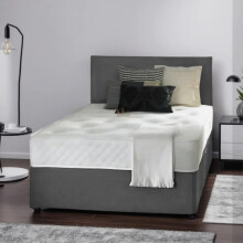(6ft, HB with 2 Drawers, Grey) Slumbery Divan Bed with Memory Sprung Mattress & Headboard