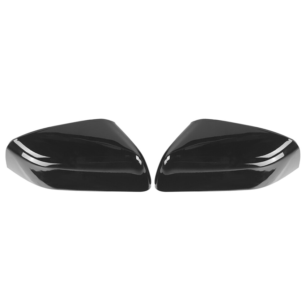 2Pcs Rearview Mirror Cover Caps Glossy Fit Black 9121376641879
