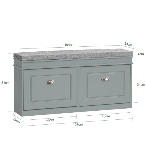 SoBuy Πάγκος Εισόδου με Ράφια Γκρι L104xP24xA52cm 2