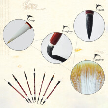 Complete High - Quality 7 Brush Calligraphy Set Weasel Hair Wood Handles