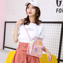 Holografischer transparenter Rucksack Damen PVC Hologramm Mini klarer Rucksack Schultertasche Daypack