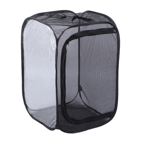 Black Foldable Mesh Insect Cage 40x40x60cm Ventilated Lightweight 1