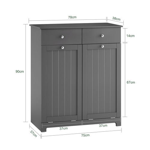 SoBuy Ντουλάπι Πλυντηρίου 78x38x90cm με 2 Σακούλες 2