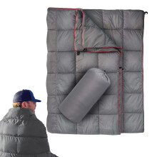 Packable Down Camping Blanket - Soft Lightweight Portable Outdoor Blanket for Hiking and Picnics, Gray Color