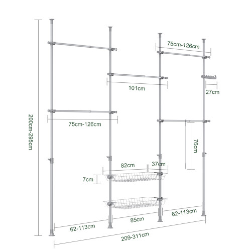 SoBuy Adjustable Wardrobe 311x37x295cm 2