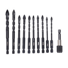 11 Pcs Masonry Drill Bit Set 5 6 8 10 12mm Cross