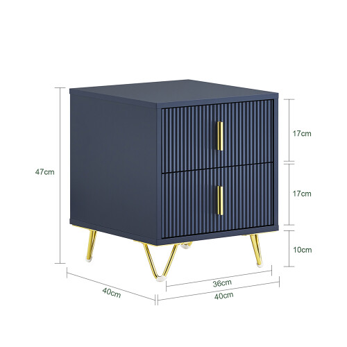 SoBuy Κομοδίνο Μπλε 40x40x47 cm 2 Συρτάρια 2