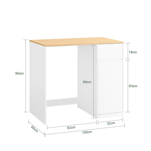 SoBuy Ντουλάπι Πλυντηρίου Λευκό 1006090 cm με Συρτάρι & Καλάθι 2