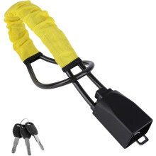 (Yellow) Steering Wheel Lock with 3 Keys,Seat Belt Lock High Visibility Car Lock Cut Resistance Anti-Theft Device Universal Steering Wheel to Seat Belt Lock