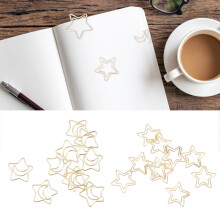 100 Stück goldene Stern-Mond-Papierclips – klein, Metall