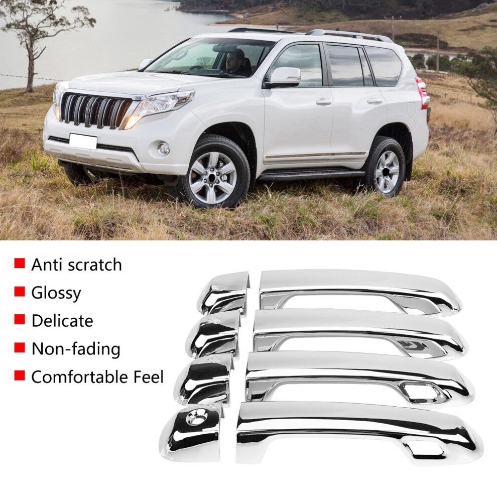 8 Pcs Chromed Door Handle Cover Trim For Toyota Land Cruiser Prado 10-18 Model 4921341133461