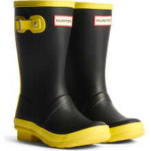 (Black, 1 (Adults')) Hunter Junior Originals Boot Rubber Kid's Black/Illuminating Yellow Wellington Boots
