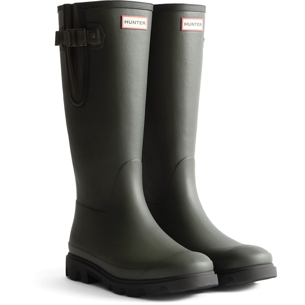 Hunter (, 7 (Adults')) Downpour Adjustable Boot Rubber Women's Dark Olive/Black Wellington Boots Green
