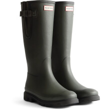(Green, 11 (Adults')) Hunter Downpour Adjustable Boot Rubber Men's Dark Olive/Black Wellington Boots